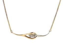 14ct white and yellow gold cubic zirconia openwork pendant necklace