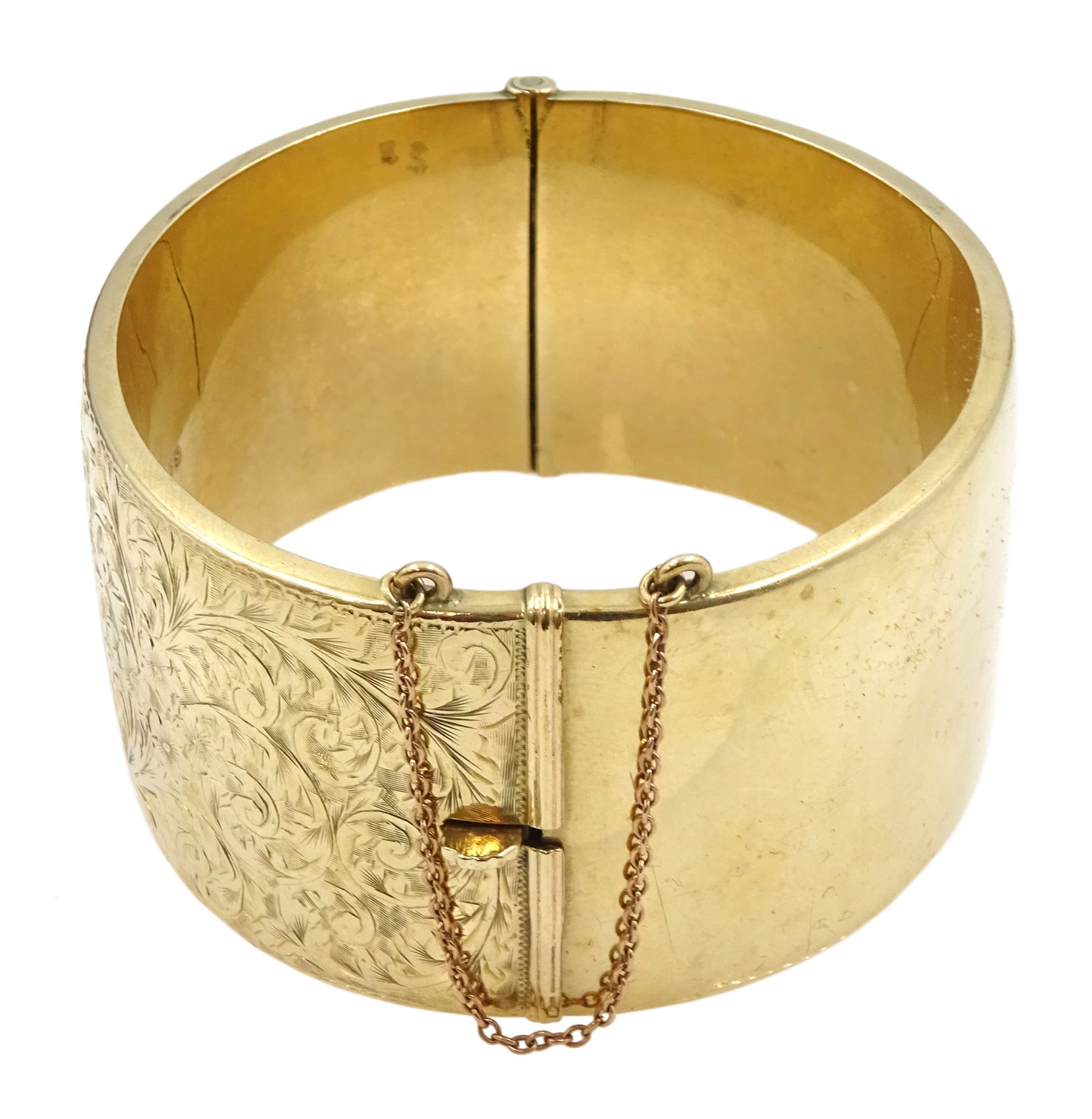 9ct gold wide hinged bangle - Image 3 of 5