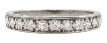 Platinum channel set round brilliant cut diamond half eternity ring