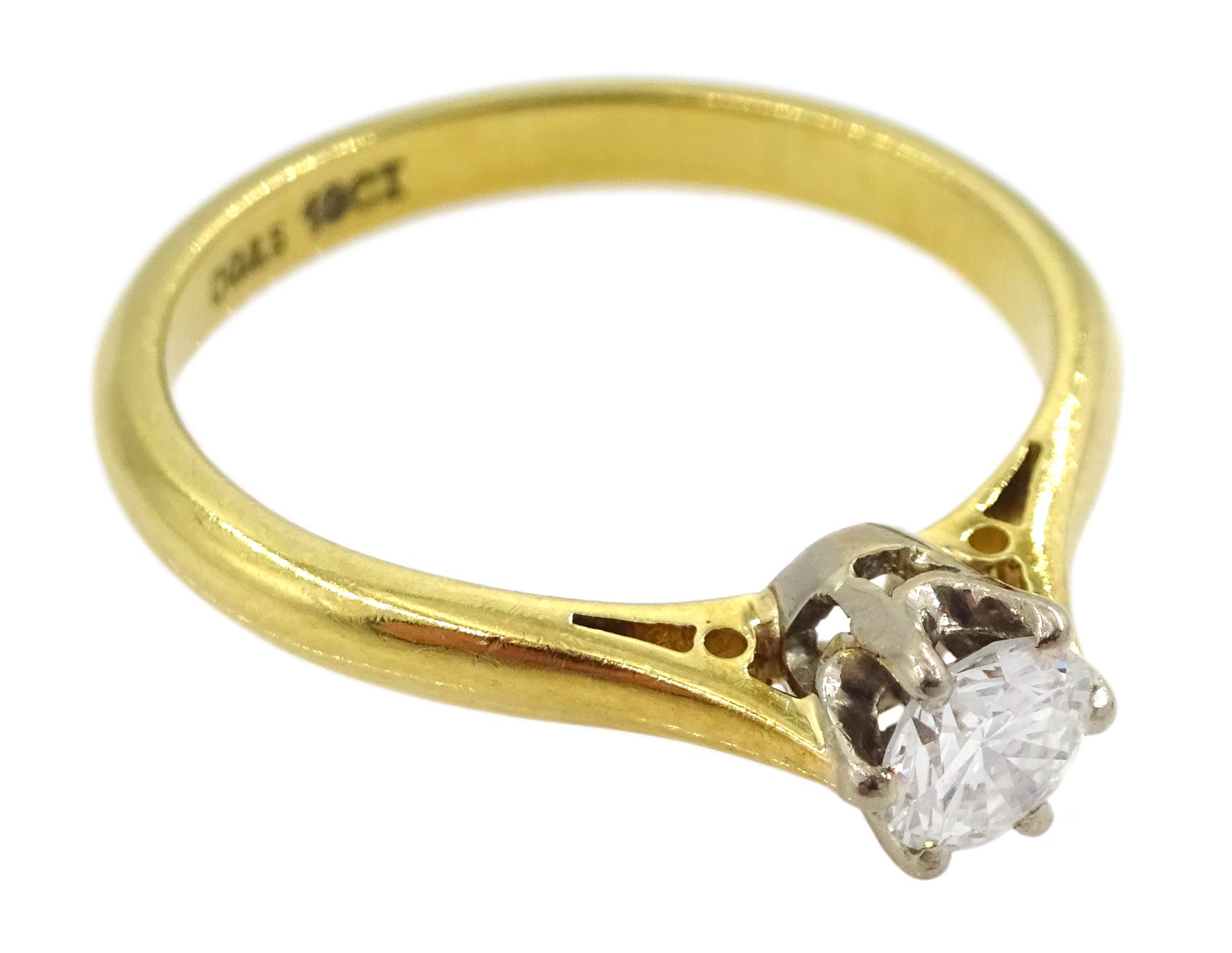 Gold single stone round brilliant cut diamond ring - Image 4 of 5