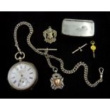 Victorian silver open face key wound "Perfection Lever" lever pocket watch by Kay's
