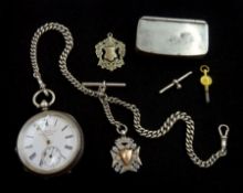 Victorian silver open face key wound "Perfection Lever" lever pocket watch by Kay's