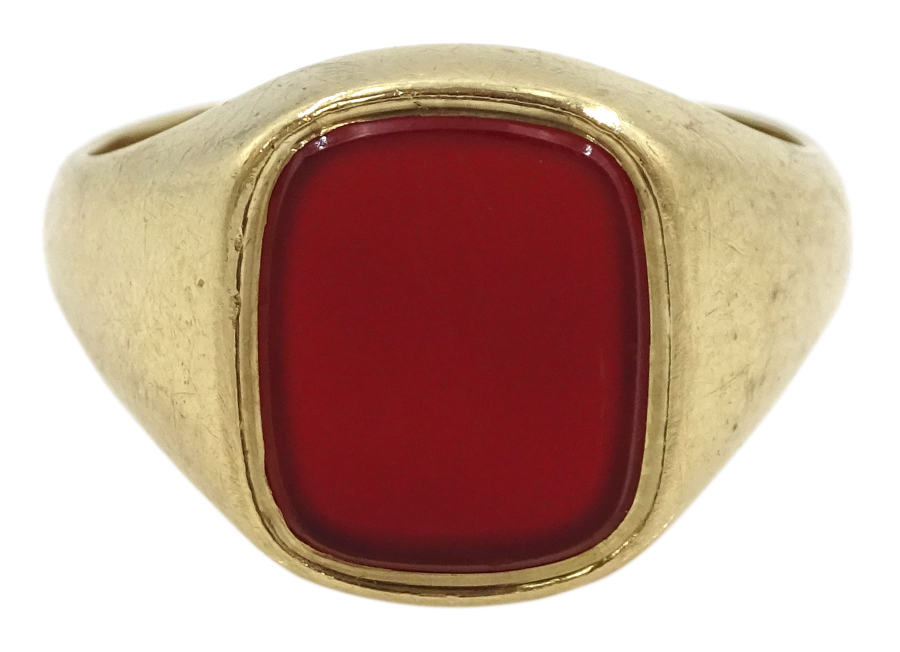 9ct gold single stone carnelian signet ring