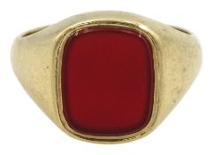 9ct gold single stone carnelian signet ring