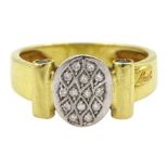 Recarlo 18ct gold pave set diamond oval ring