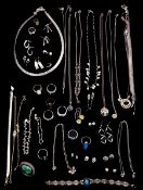 Collection of silver and stone set silver jewellery including a Links of London bracelet