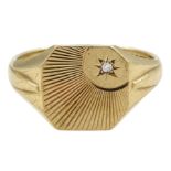 9ct gold diamond chip signet ring