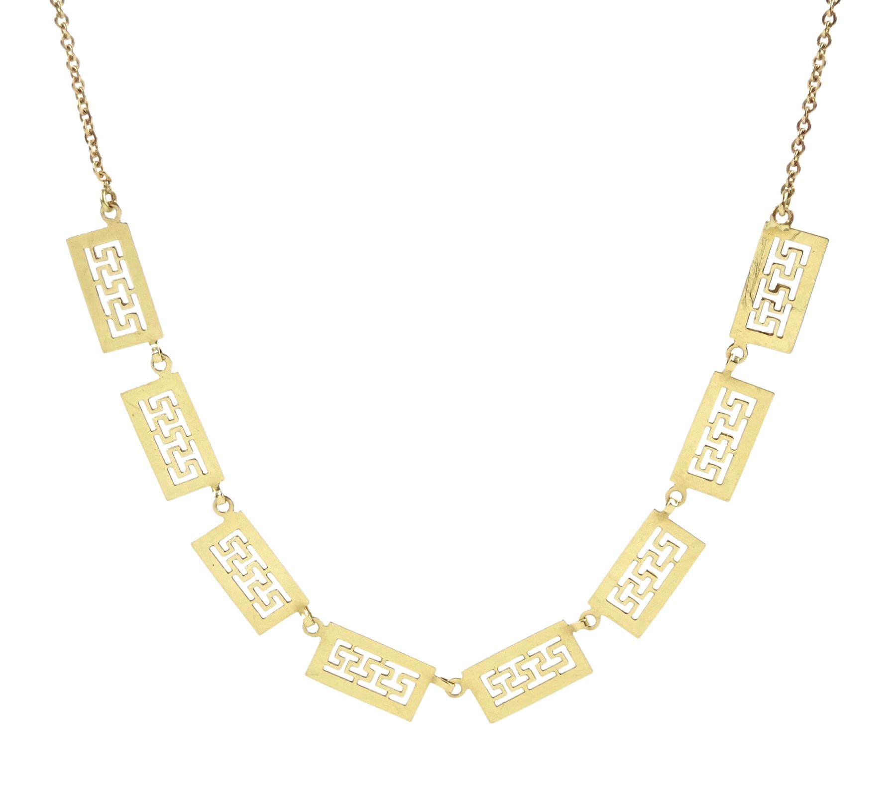 14ct gold rectangle link key design necklace