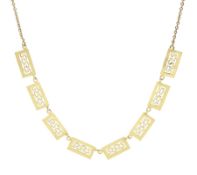 14ct gold rectangle link key design necklace