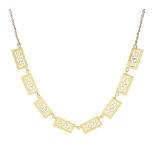 14ct gold rectangle link key design necklace