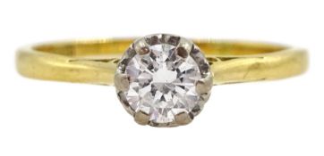 18ct gold single stone round brilliant cut diamond ring
