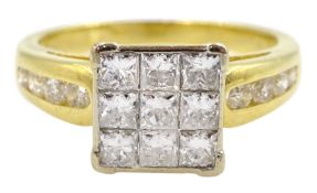 18ct princess cut diamond cluster ring