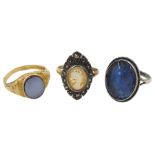 Victorian 15ct gold single stone agate ring