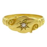 Edwardian 18ct gold gypsy star set diamond ring with scroll decoration