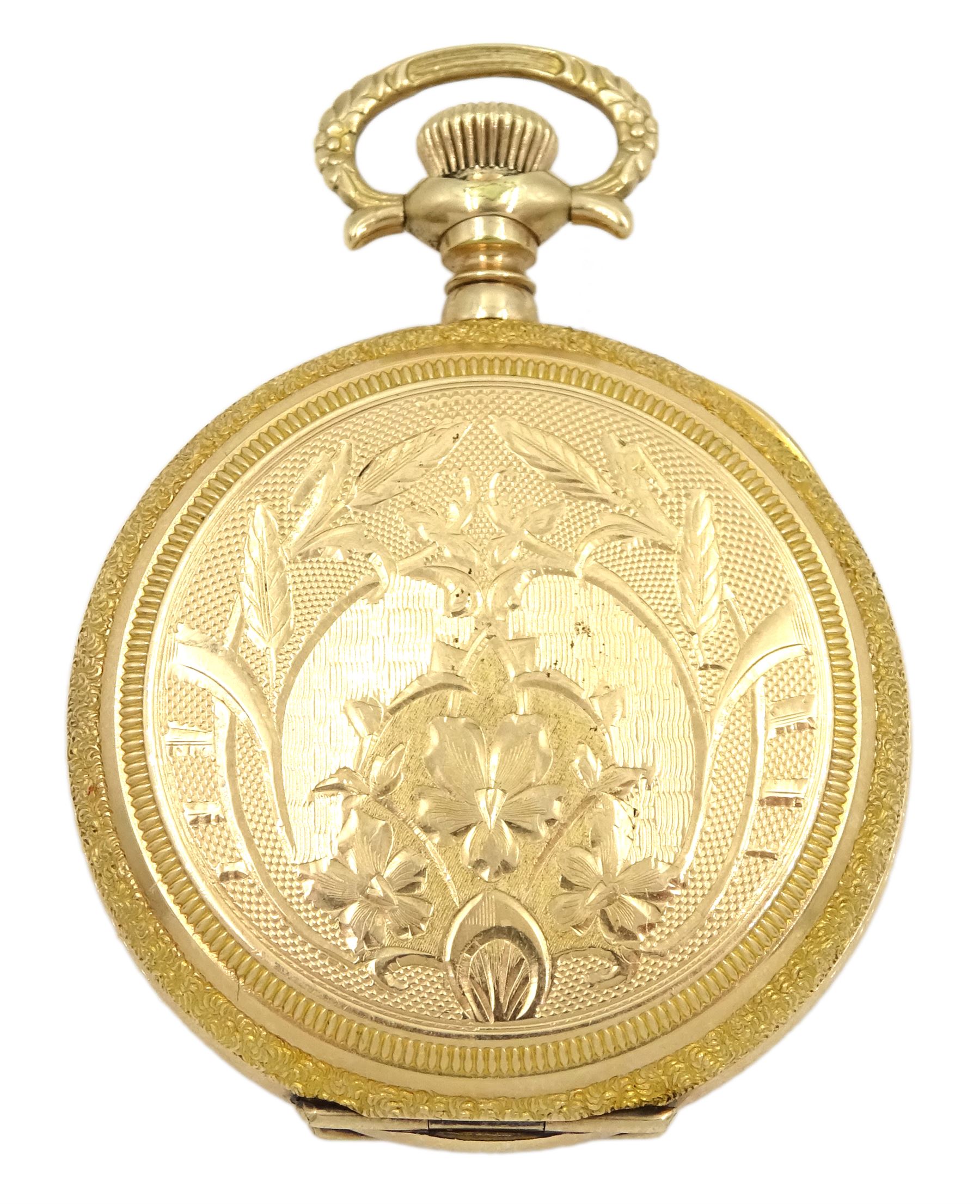 Early 20th century gold full hunter lever fob watch by Elgin - Image 3 of 4