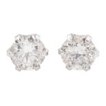 Pair of 18ct white gold round brilliant cut diamond stud earrings