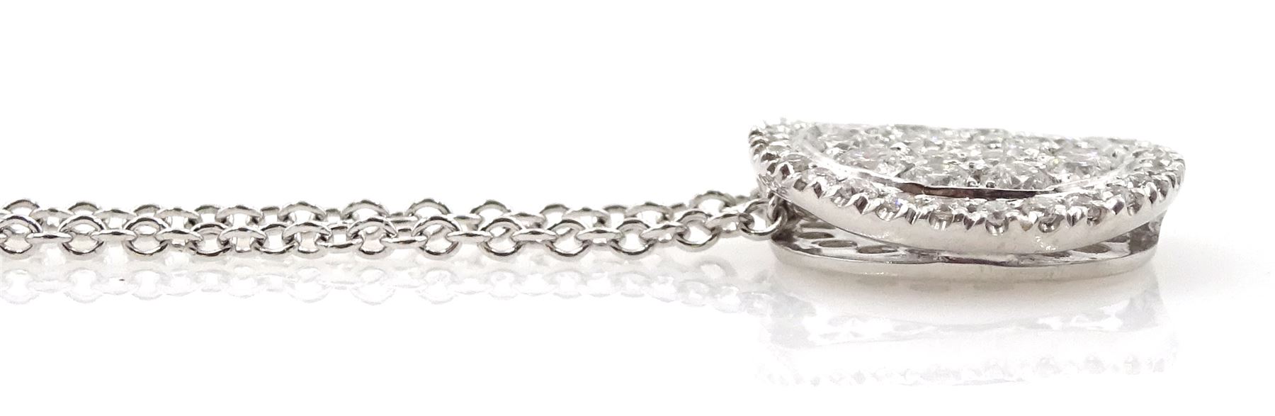 18ct white gold pave set round brilliant cut diamond circular pendant necklace - Image 2 of 2