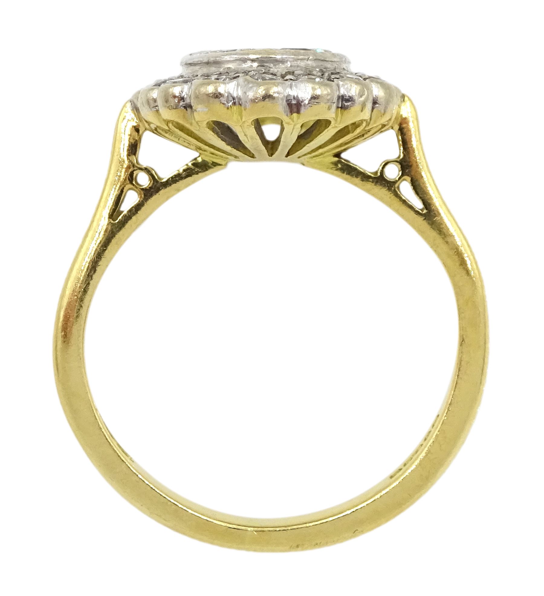 18ct gold diamond marquise cut and round brilliant cut diamond cluster ring - Image 4 of 4