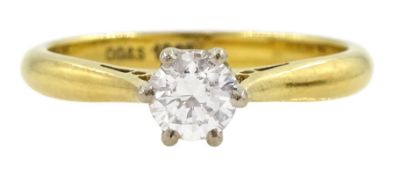 Gold single stone round brilliant cut diamond ring