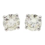 Pair of 18ct white gold round brilliant cut diamond stud earrings