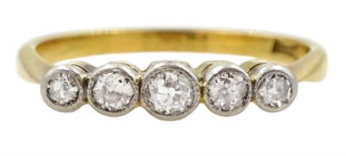 Early 20th century 18ct gold milgrain set five stone old cut diamond ring