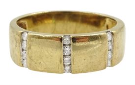 9ct gold three row diamond ring