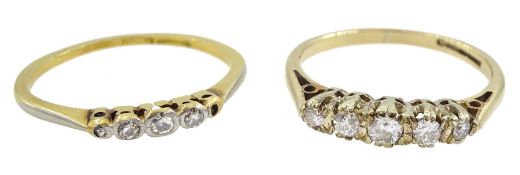 Gold graduating five stone diamond ring