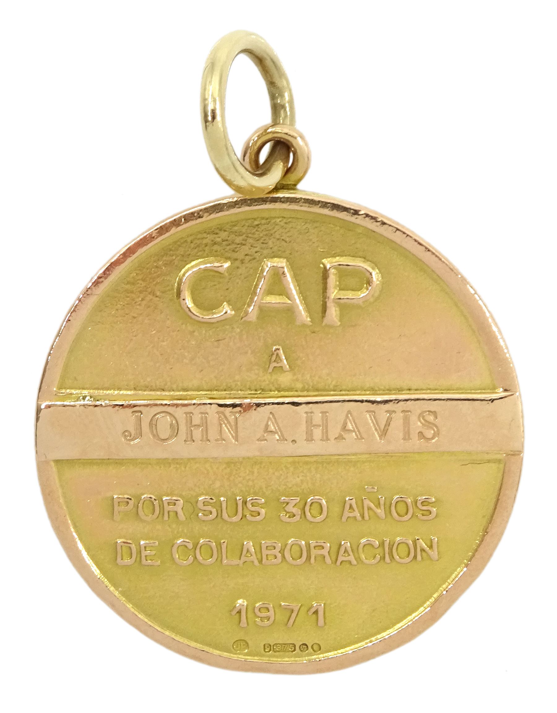 9ct gold presentation medallion - Image 2 of 2