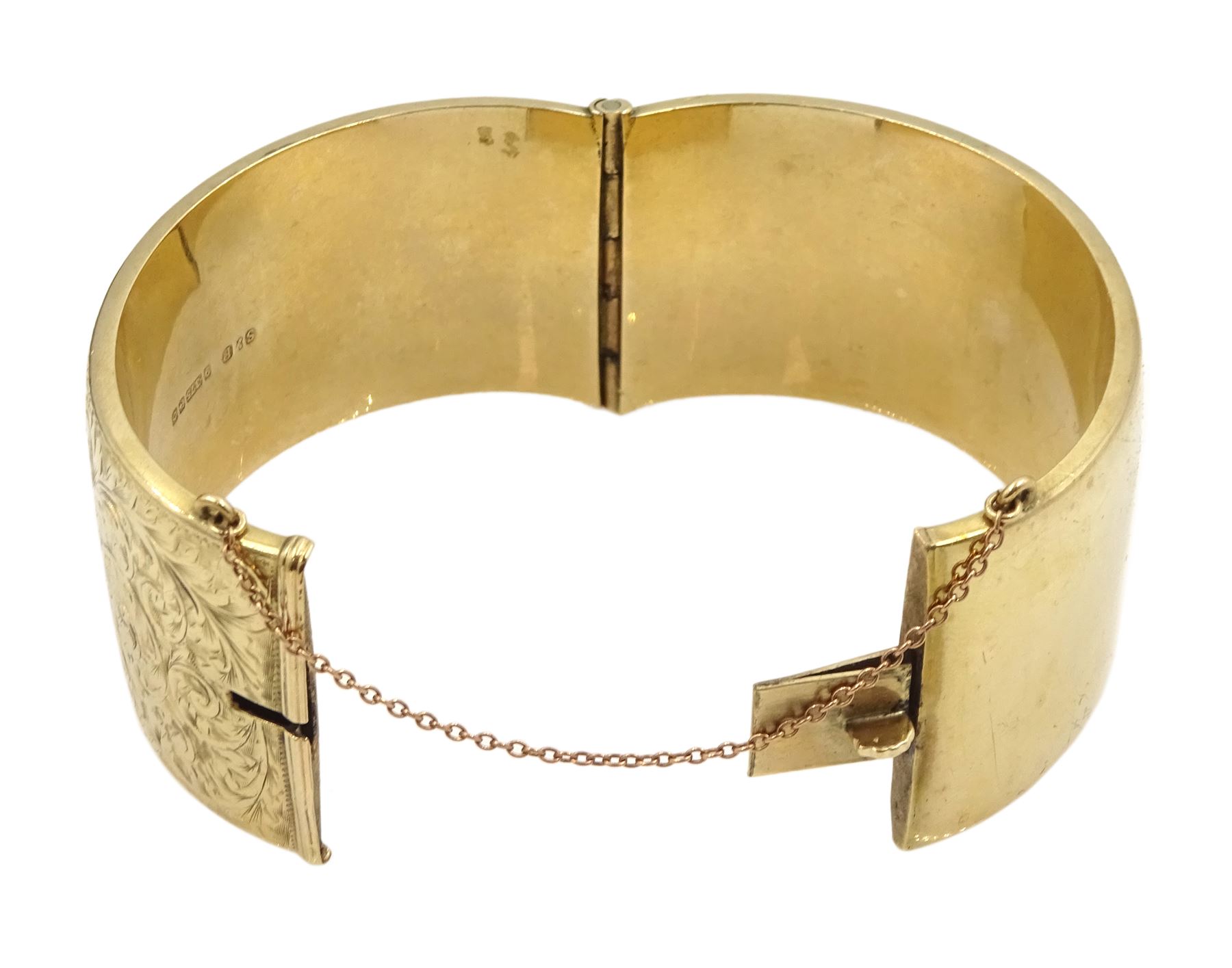 9ct gold wide hinged bangle - Image 4 of 5