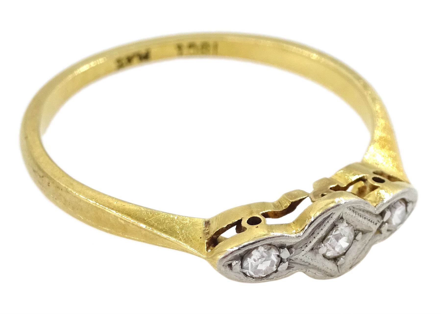 18ct gold Art Deco diamond chip ring - Image 3 of 4