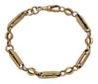 Victorian 9ct rose gold bar and circular link bracelet
