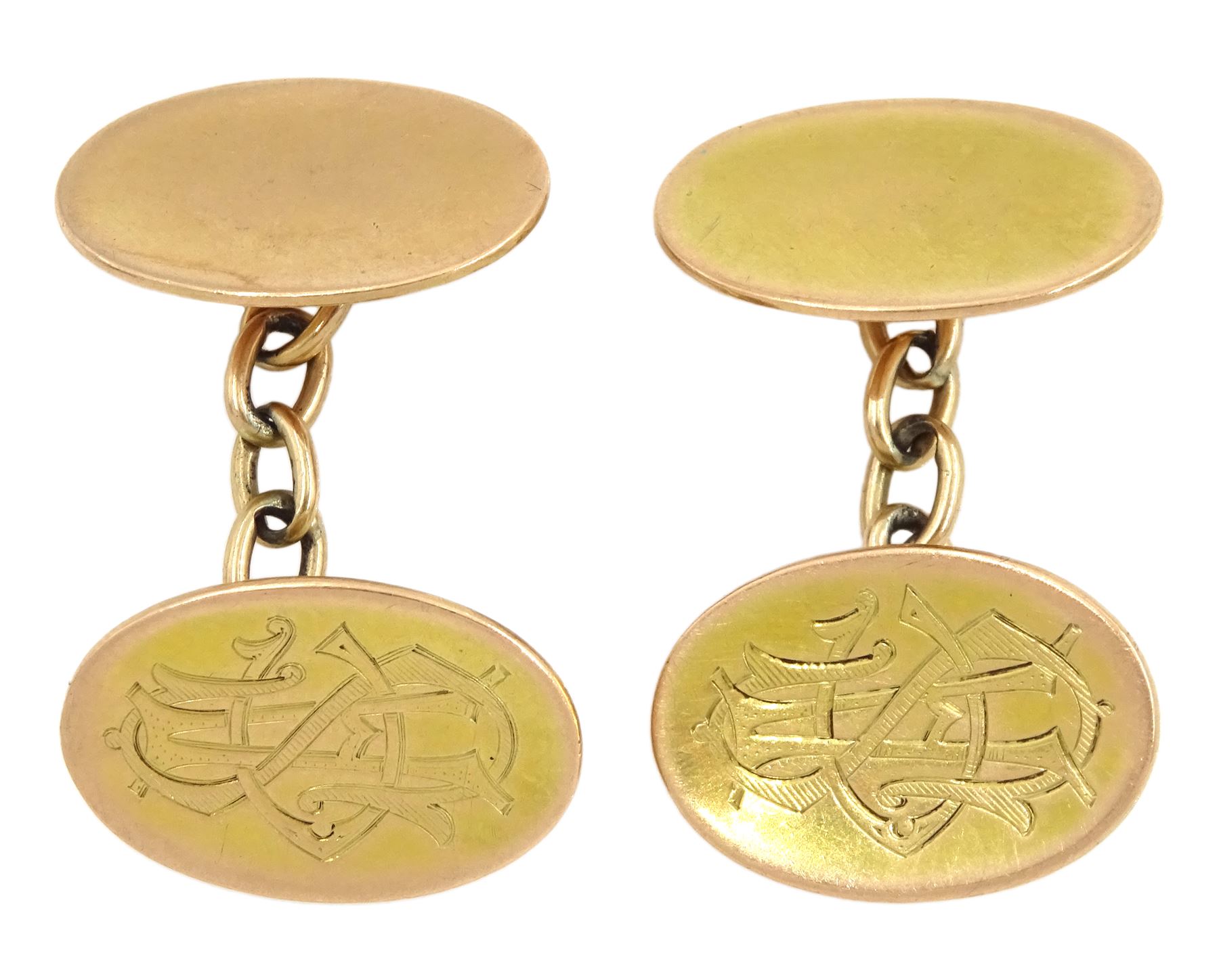 Pair of 9ct gold monogrammed cufflinks