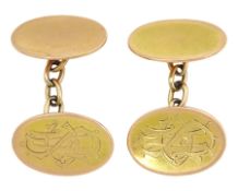 Pair of 9ct gold monogrammed cufflinks