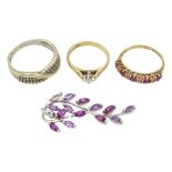 9ct gold jewellery including ruby and diamond half hoop ring