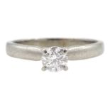 Platinum single stone round brilliant cut diamond ring