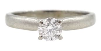 Platinum single stone round brilliant cut diamond ring