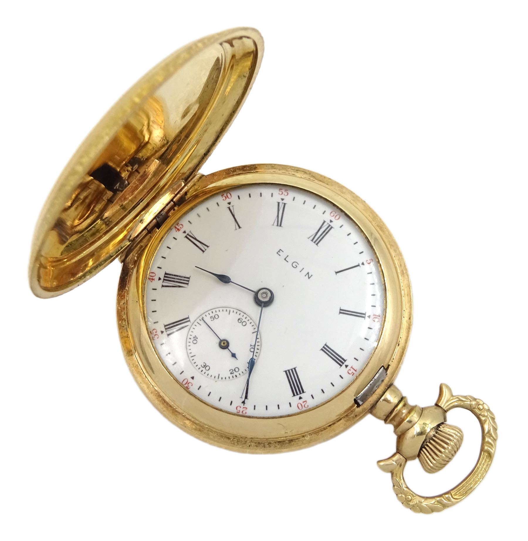 Early 20th century gold full hunter lever fob watch by Elgin