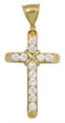 9ct gold cubic zirconia cross pendant