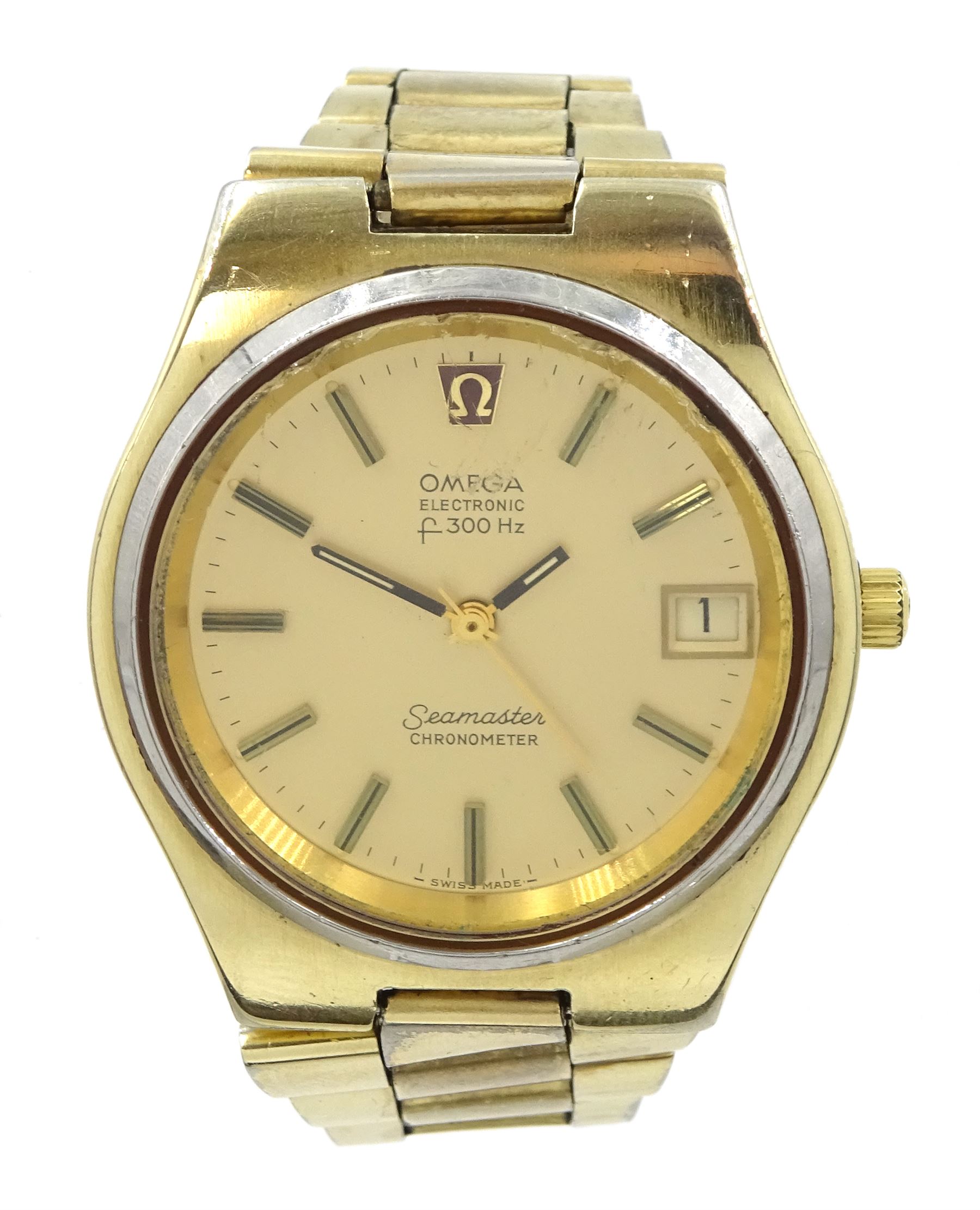 Omega Seamaster Electronic f300 Hz gentleman's gold-plated quartz wristwatch