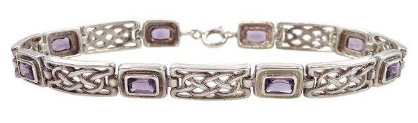 Silver amethyst Celtic knot link bracelet