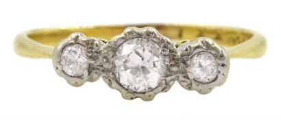 18ct gold illusion set three stone diamond ring