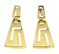 18ct gold Greek key design pendant earrings