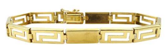 18ct gold Greek key design rectangle link bracelet
