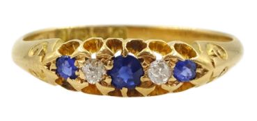 Edwardian 18ct gold sapphire and diamond ring