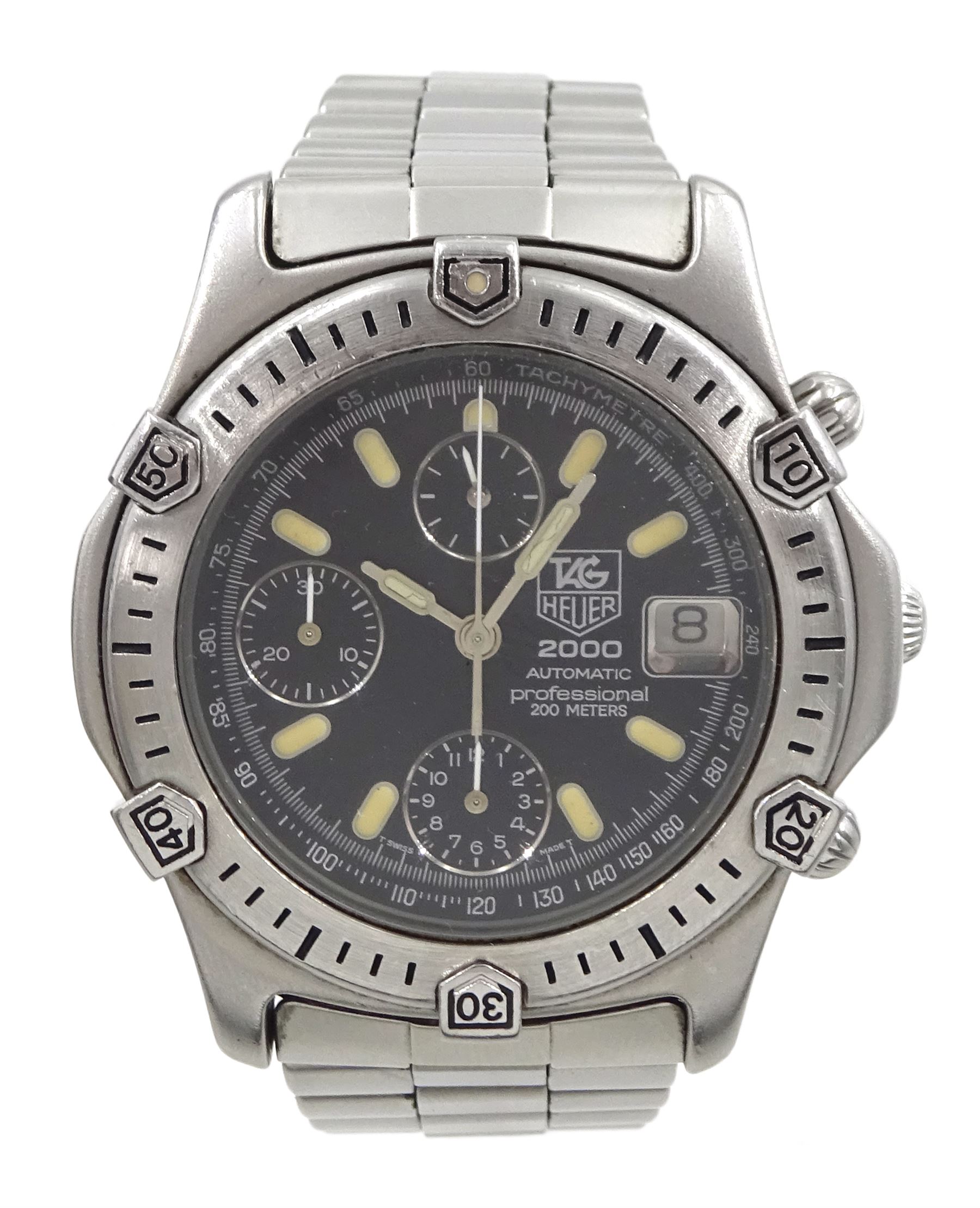 Tag Heuer 2000 gentleman's stainless steel automatic chronograph wristwatch