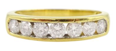 18ct gold channel set seven stone round brilliant cut diamond ring