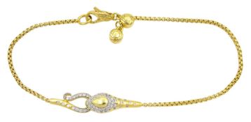 John Hardy 18ct gold round brilliant cut diamond snake design bracelet