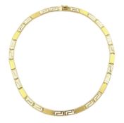 18ct gold Greek key design rectangle link necklace
