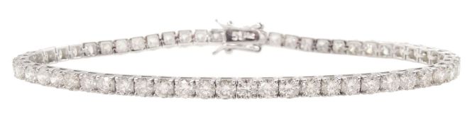18ct white gold round brilliant cut diamond line bracelet