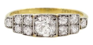 Art Deco gold milgrain set old cut diamond ring